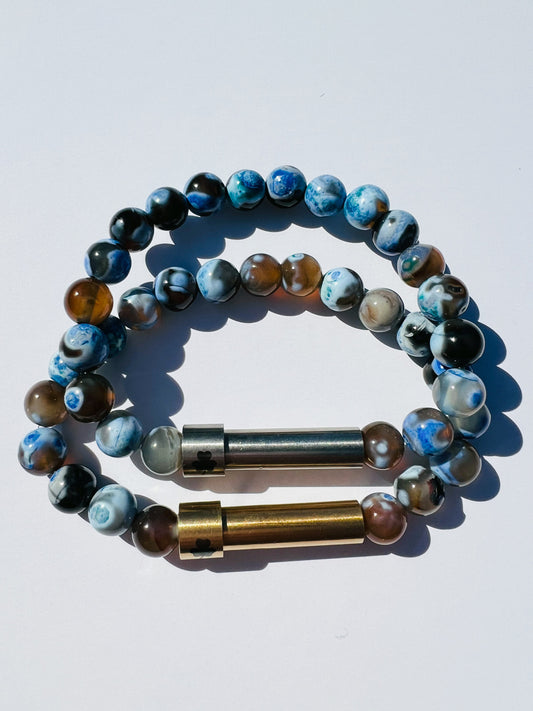 Blue & Black Agate Sentiment Bracelet