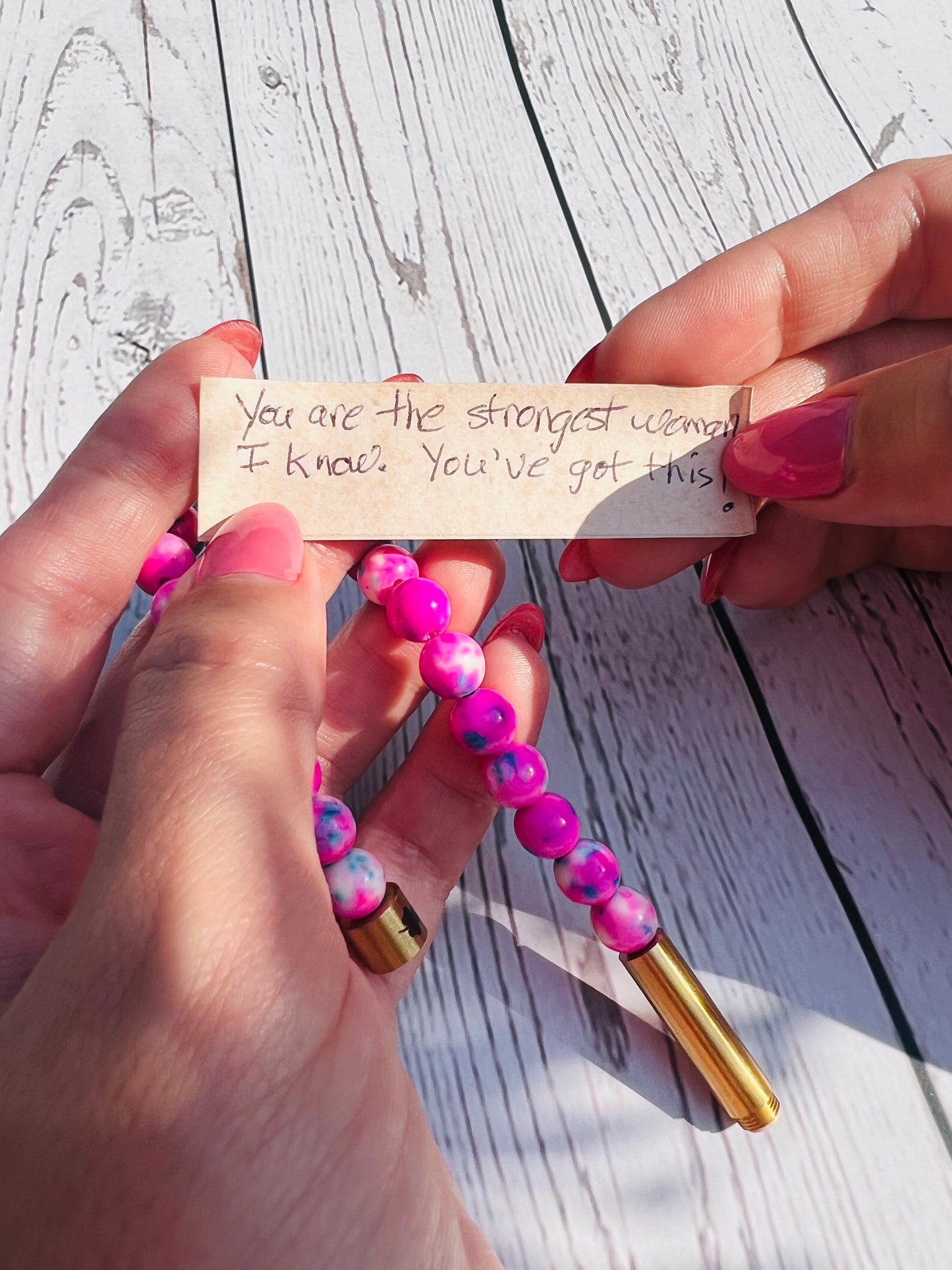 Dark Blue Weathered Agate Sentiment Bracelet