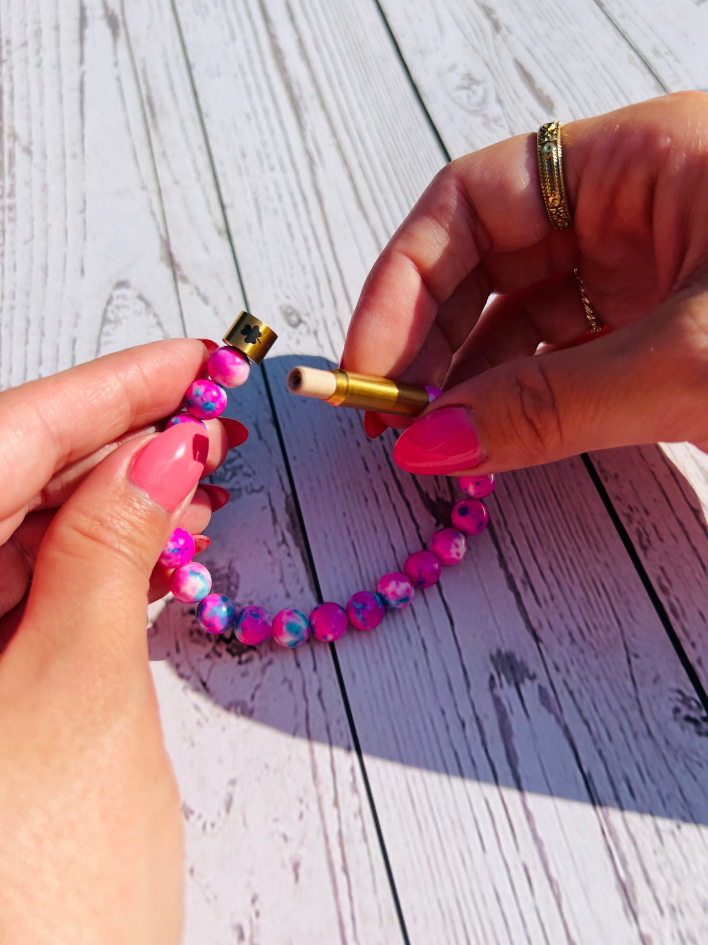 Blue & Black Agate Sentiment Bracelet