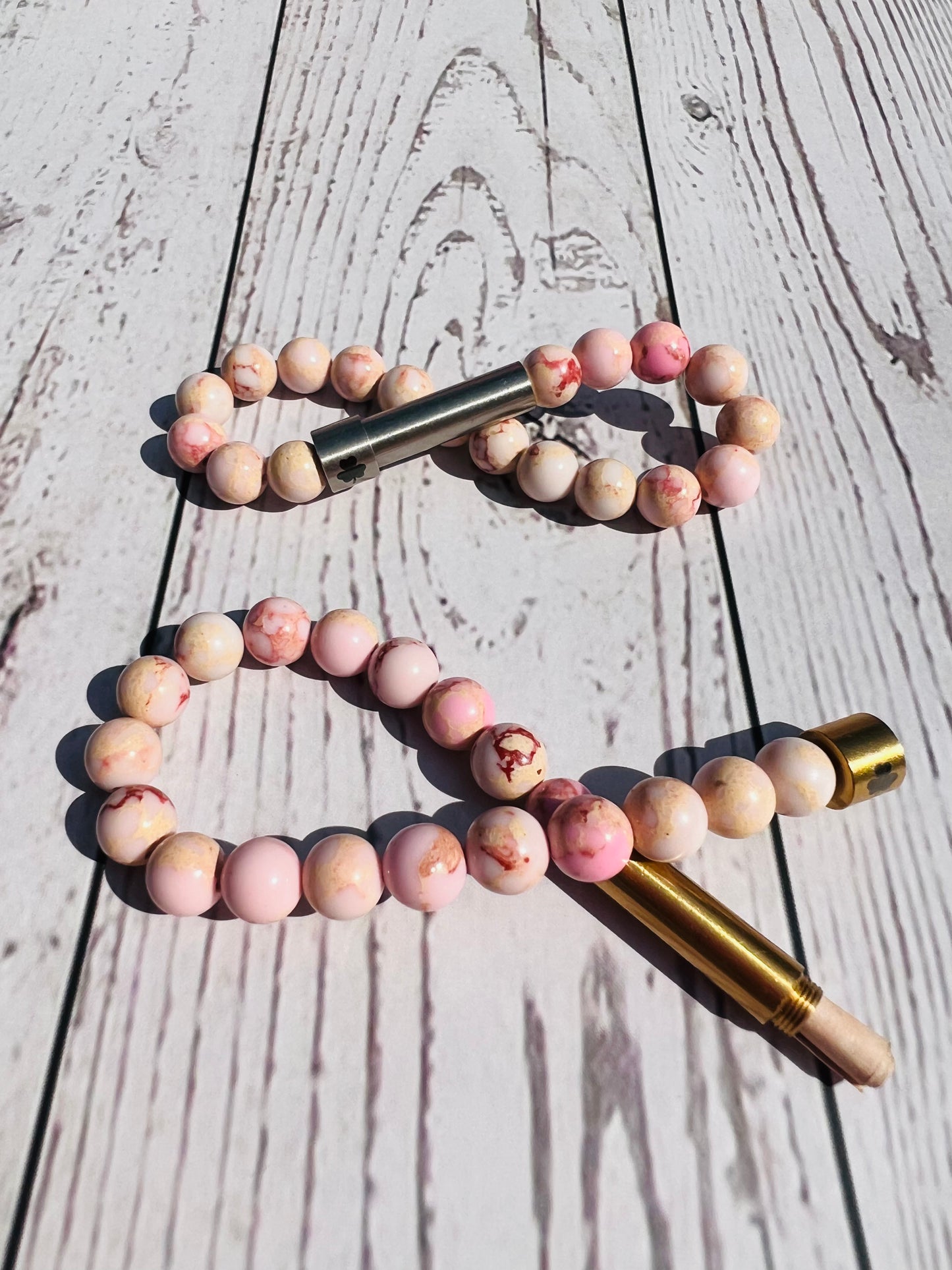 Pink Sediment Jasper Sentiment Bracelet