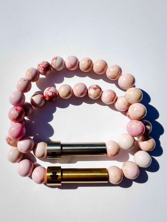 Pink Sediment Jasper Sentiment Bracelet